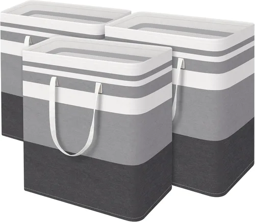 Vista 8 de HomeHacks Cesta grande de lavandería, canasta de lavandería impermeable, cesta de ropa independiente, cesta alta plegable con asas extendidas