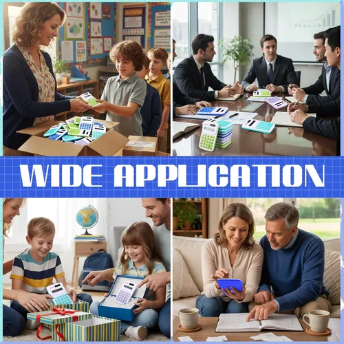 Vista 6 de Hoteam Calculadora de bolsillo de Navidad de 16 piezas, regalo para estudiantes, mini calculadora de mano a granel, calculadoras estándar básicas