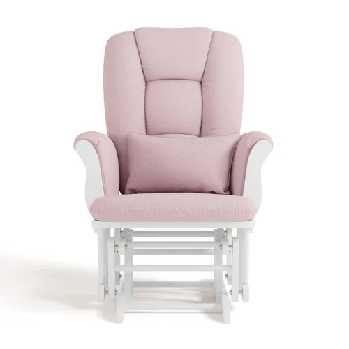 Vista 11 de Storkcraft Tuscany - Mecedora y Otomana Personalizada con Almohada Lumbar Gratis (Remolino Blanco/Rosa Rubor) – Silla Mecedora de Lactancia Cómoda