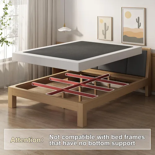 Vista 6 de EMODA Base de cama con somier individual de 5 pulgadas, base de colchón de metal resistente de 1500 libras con funda de tela, fácil montaje