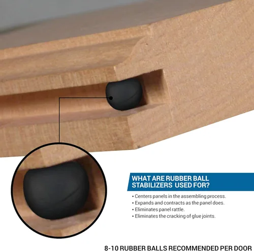 Vista 3 de Rok Separadores de puerta de gabinete de panel elevado para ranura de 1/4 pulgadas (0.250 in), estabilizadores de bolas de goma para puerta
