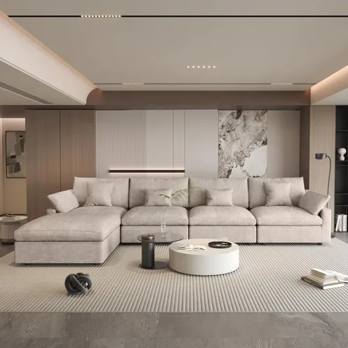 Vista 44 de WJShome Sofá Seccional Cloud Couch de 83 pulgadas para sala de estar, sofá seccional modular relleno de plumón, sofás en forma de L con otomana
