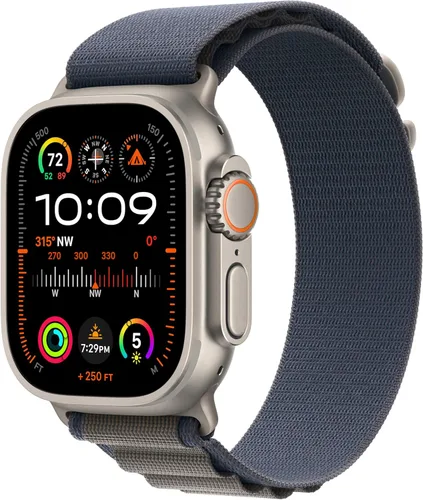 Vista 15 de Apple Watch Ultra 2 [GPS + Cellular, 49mm] Caja de titanio con trabilla Trail Loop azul/negro, S/M (renovado)
