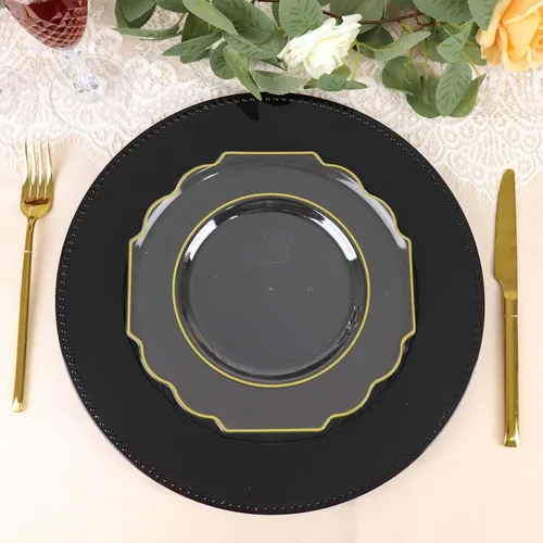 Vista 6 de Efavormart - Paquete de 10 platos de postre de plástico duro transparente de 8 pulgadas, vajilla desechable, platos de ensalada barrocos resistentes