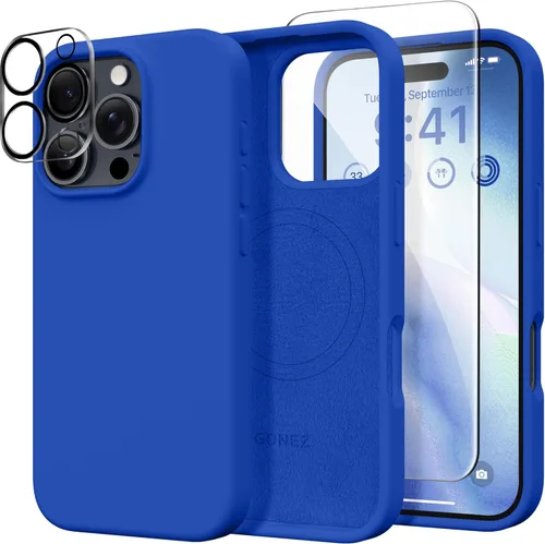 Vista 1078 de GONEZ Funda magnética para iPhone 14, compatible con Magsafe, con protector de pantalla + protector de cámara, forro de microfibra antiarañazos