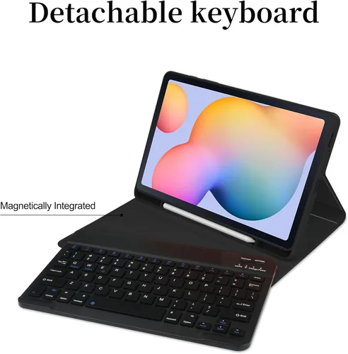 Vista 2 de kaidisen Funda con teclado retroiluminado colorido para Galaxy Tab S6 Lite de 10.4 pulgadas con teclado magnético desmontable Bluetooth RGB