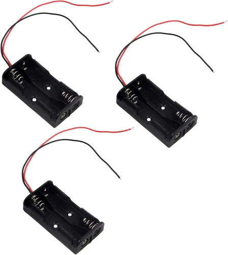 Paquete de 3 2 soportes de batería AA con cables, 2 soportes de batería AA con cables