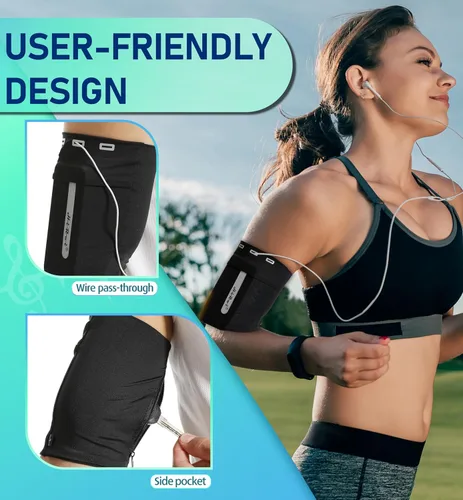 Vista 3 de HiRui Brazalete para Correr Universal para Deportes Brazalete para Teléfono Celular Compatible con iPhone 16/15/14/13/Plus/Pro Samsung Galaxy Todos