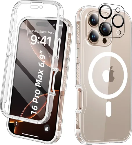 Vista 32 de Funda para iPhone 15 de cuerpo completo, protector de pantalla integrado, con protector de lente de cámara, [antiamarilleamiento], funda protectora