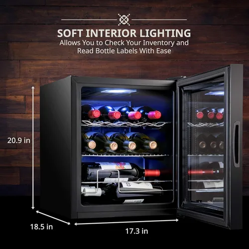 Vista 2 de Ivation Refrigerador de vino con compresor de 12 botellas con cerradura Gran bodega independiente para vino tinto, blanco, champán o espumoso