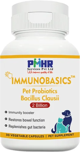 Cápsulas de Bacillus clausii de probióticos para mascotas | Trata la diarrea para mascotas | para perros y gatos Salud digestiva | 30 cápsulas
