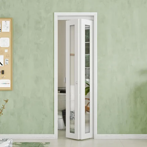 Vista 14 de Puerta de doble pliegue, puerta de armario de vidrio esmerilado de 3 paneles, para apertura de puerta de 24 x 80 pulgadas, adecuada para armarios e