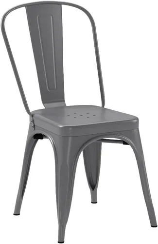 Vista 6 de Yaxa Basics Sillas de comedor de metal, 4 unidades, gris oscuro, 20.1 x 17.1 x 33.5 pulgadas