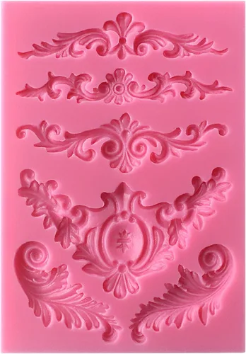 Vista 10 de Funshowcase Flourish Scroll Lace Fondant Molde de silicona para decoración de pasteles, proyectos de manualidades de arcilla polimérica