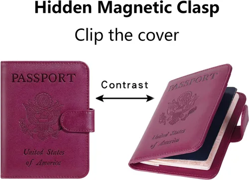 Vista 5 de Funda para pasaporte de piel con bloqueo RFID, accesorios de viaje para mujeres y hombres