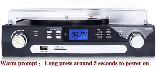 Vista 6 de DIGITNOW Tocadiscos Bluetooth con altavoces estéreo, tocadiscos para vinilo a MP3 con reproducción de cassette, radio AM/FM, control remoto