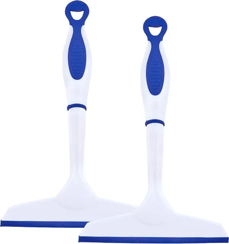 Superio Escobilla de goma, paquete de 2, escobilla multiusos sin rayas, mango de agarre cómodo y gancho para colgar (azul, 6 pulgadas, 2 unidades)