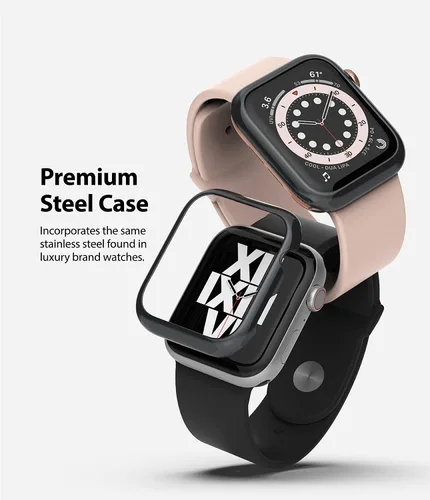 Vista 3 de Ringke Estilo bisel para Apple Watch Series 6, 5, 4 (1.575 pulgadas), SE 3, 2, 1 (1.575 pulgadas), marco de acero inoxidable con estilo antiarañazos
