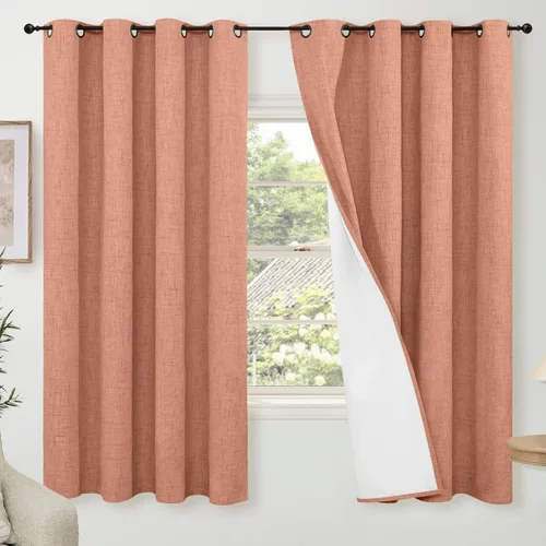 Vista 99 de Cortinas Opacas de Lino Azul Bebé para Guardería de 40 Pulgadas de Largo, 2 Paneles, Cortinas Cortas con Aislamiento Térmico Boho de Bloqueo Total
