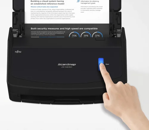 Vista 7 de Fujitsu ScanSnap iX1600 Deluxe - Escáner de documentos dúplex a color con Adobe Acrobat DC Pro para Mac y PC, color negro y ScanSnap iX1400 Escáner