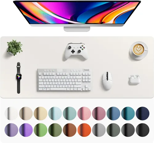 Vista 190 de Aothia - Protector de escritorio de cuero sintético, base para mouse y cubierta antideslizante, superficie impermeable para laptop y escritura