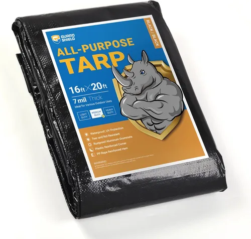 Vista 37 de GUARD SHIELD - Lona negra impermeable de 6 x 6 pies, cubierta de lona de polietileno, de servicio medio y uso general de 7 mil