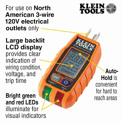Vista 4 de Klein Tools 69355 Multímetro digital Premium Kit de prueba eléctrica con probador de voltaje sin contacto, probador de receptáculos, cables de prueba