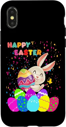 Vista 5 de Funda para iPhone 12 Pro Max Happy Easter con conejo y huevos