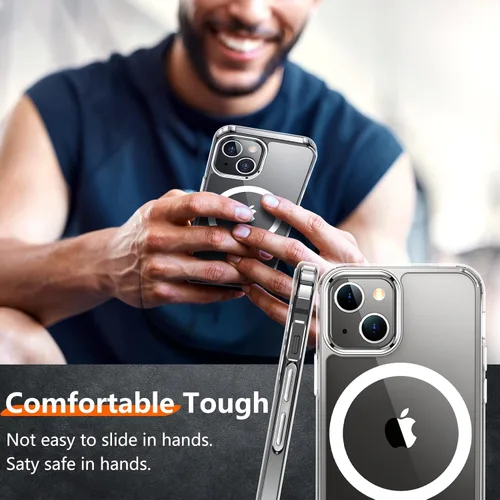 Vista 7 de Red2Fire Funda magnética para iPhone 15 Plus transparente para iPhone 14 Plus, compatible con MagSafe, 2 protectores de pantalla de vidrio +