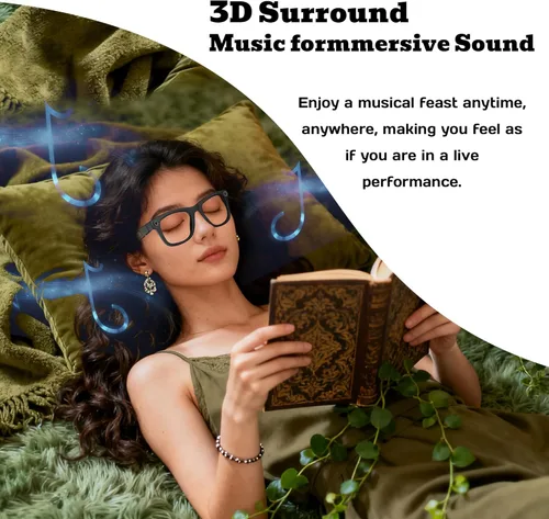 Vista 6 de Lentes inteligentes AI con asistente de voz, gafas de cámara HD de 8 MP, gafas de sol de grabación de video 1080P, reducción de ruido de chip