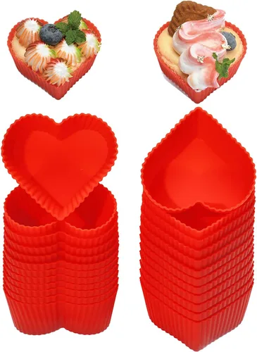 Vista 7 de Moldes de silicona para hornear cupcakes, moldes antiadherentes para muffins, molde de silicona para mini cupcakes de 2.75 pulgadas, contenedor