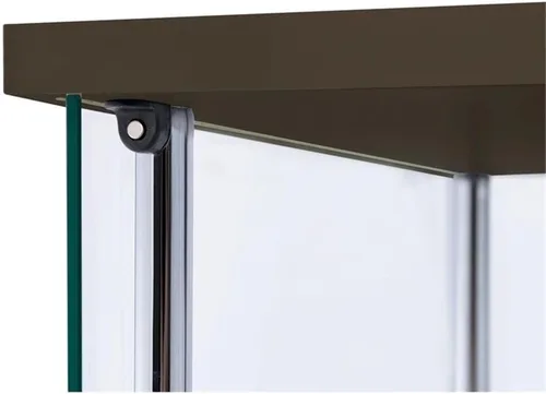 Vista 10 de BOWERY HILL Vitrina de cristal de 4 estantes con vigas de soporte cromadas y tapa /base marrón capuchino