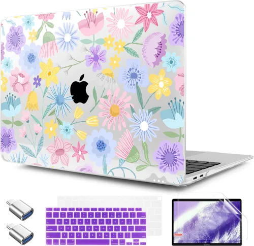 Vista 41 de TWOLSKOO Funda para MacBook Air de 13,3 pulgadas (versión antigua 2018-2021, modelos: M1 A2337, A2179, A1932) - Carcasa rígida con protector de Flor