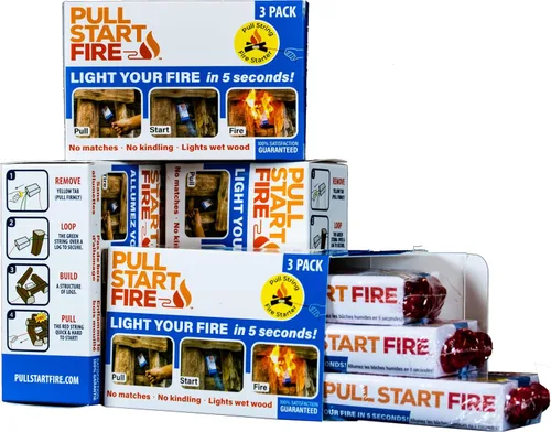 Vista 11 de Pull Start Fire Pull String Firestarter No Matches Required, Fire Starts in Seconds for Campfires, Grill, Fireplace, BBQ Lights Wet Wood, Easy