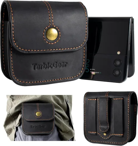 Vista 6 de Funda de cuero con tapa para TCL Flip 3, funda para teléfono con tapa, funda para cinturón con clip para cinturón, compatible con teléfono celular