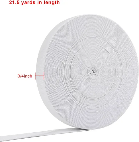 Vista 7 de Hicarer Elástico de 3/4 pulgadas para coser bandas elásticas anchas de punto, carretes elásticos de 21.5 yardas, cordón elástico para proyectos