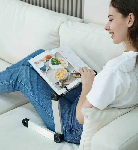 Vista 7 de Soporte para Libros Soporte para Laptop Ajustable Porta Libros Bandeja con Clips para Páginas de Papel Ergonómico Múltiples Alturas Ángulos
