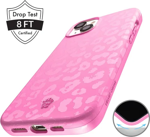 Vista 5 de VELVET CAVIAR Funda para iPhone 15, compatible con MagSafe, probada contra caídas de 10 pies, fundas protectoras de diseño, leopardo color rosa