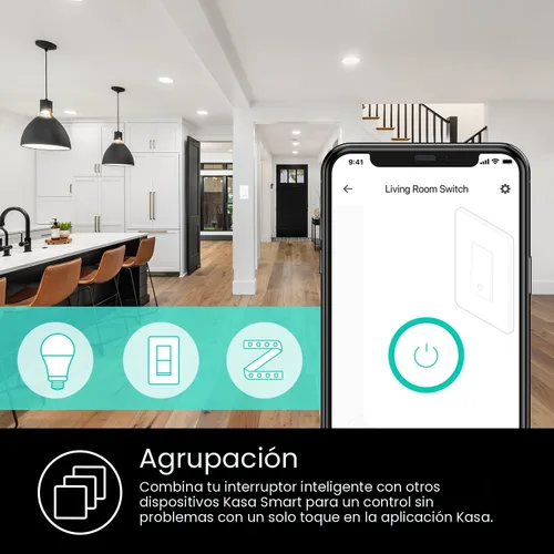 Vista 6 de Kasa Smart - Interruptor de luz HS200P3, de un solo polo, necesita cable neutro, interruptor de luz Wi-Fi de 2,4 GHz compatible con Alexa y Google
