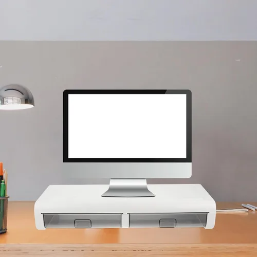 Vista 9 de Toddmomy Computer Monitor Shelf with Transparent Drawer Desktop Riser for Eye Health Compact Storage Organizer for Home and Office Use