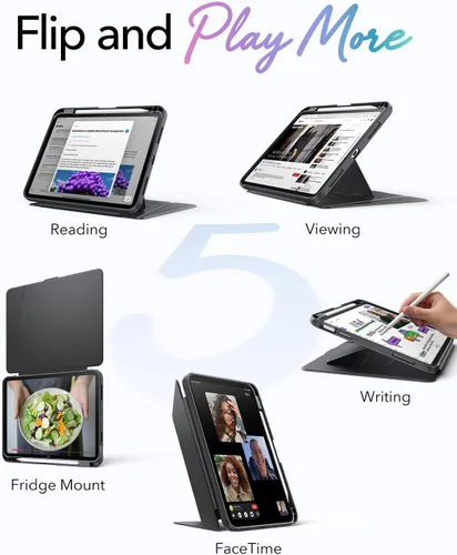 Vista 3 de ESR Funda para iPad A16, funda para iPad de 11ª/10ª generación (2025/2022), cubierta vertical con soporte, múltiples ángulos de soporte, funda ultra