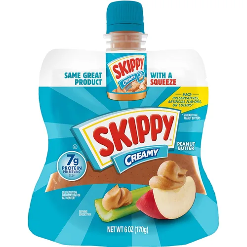 SKIPPY Squeeze - Mantequilla de maní cremosa, 6 onzas (paquete de 6)
