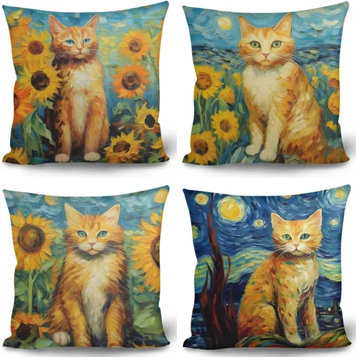 Vista 16 de GLUDEAR Juego de 4 fundas de almohada decorativas de 18 x 18 pulgadas, fundas modernas para dormitorio, sofá, sala de estar, decoración del hogar