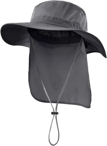 Home Prefer Sombrero de malla para exteriores UPF50+ Sombrero de pesca de ala ancha con solapa para el cuello
