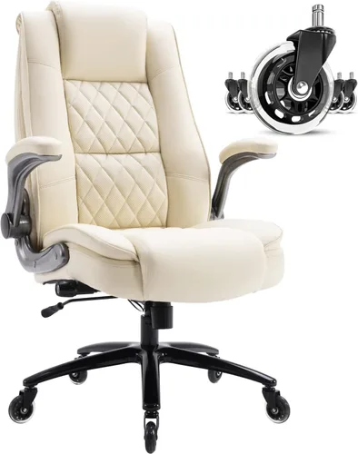 Vista 9 de Silla de Oficina de Respaldo Alto - Brazos Abatibles Ajustables Soporte Lumbar Integrado, Silla de Escritorio de Computadora Ejecutiva Sillas