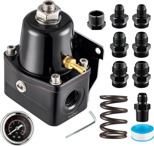 EVIL ENERGY Regulador de presión de combustible 6AN EFI Bypass Retorno ajustable (20-75PSI, 75-120PSI), negro