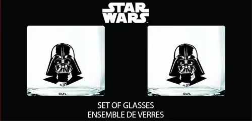 Vista 3 de Star Wars Darth Vader - Juego de 2 vasos de cóctel coleccionables de regalo, capacidad de 10 onzas, diseño clásico, base pesada