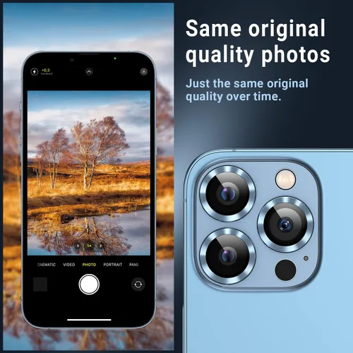 Vista 5 de Korecase Paquete de 2 unidades compatibles con iPhone 13 Pro/iPhone 13 Pro Max de 6.7 pulgadas, protector de lente de cámara de metal de vidrio