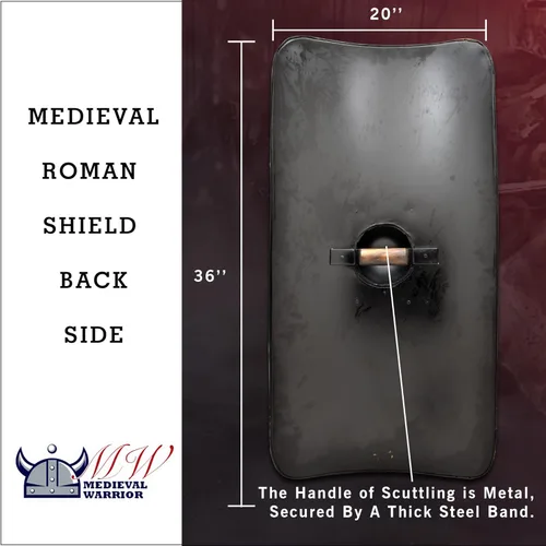Vista 4 de Medieval Warrior Armadura romana funcional medieval Legion Scutum Shield 18G Acero Jumbo SCA LARP