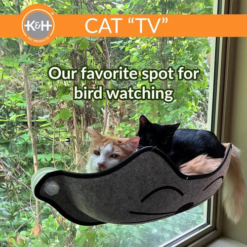 Vista 3 de K&H Pet Products EZ Mount - Cama de percha para ventana de gato, hamaca resistente para ventana de gato con ventosas fuertes, almohadilla de dormir